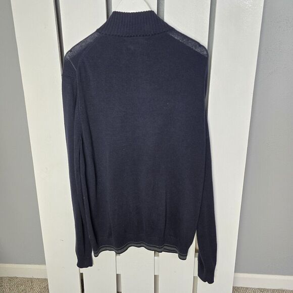 Tasso Elba Blue Gray Argyle Zip Up Soft Cardigan Sweater Medium Preppy Work - Picture 2 of 7